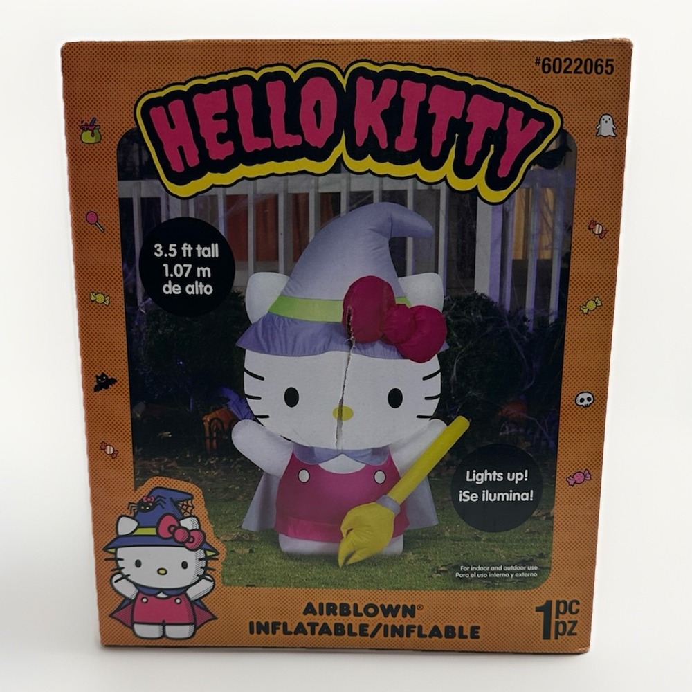 Hello Kitty Halloween Witch 3.5' Light Up Inflatable, Gemmy, Sanrio #6022065 New